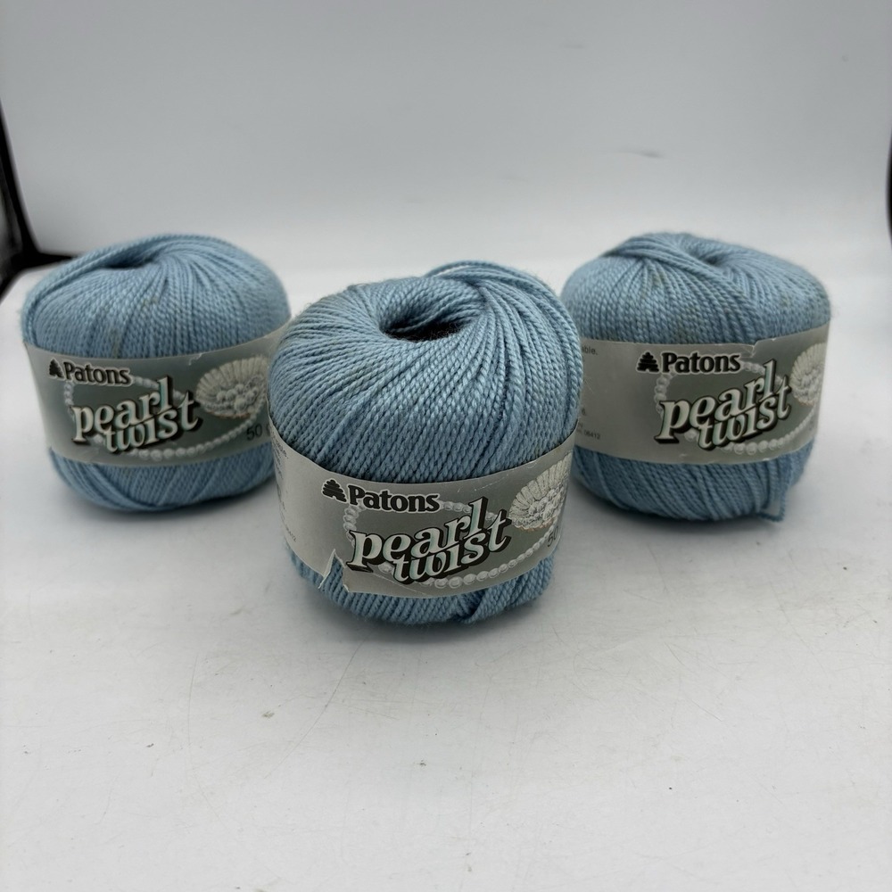Patons Yarn Pearl Twist Crochet‎ Thread Blue 6108 Lot of 3
